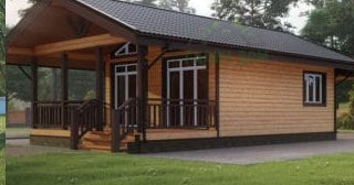 Проект одноэтажного дома из бруса с террасой - Строительство в Керчи от Строй-Крч от 136461 руб.